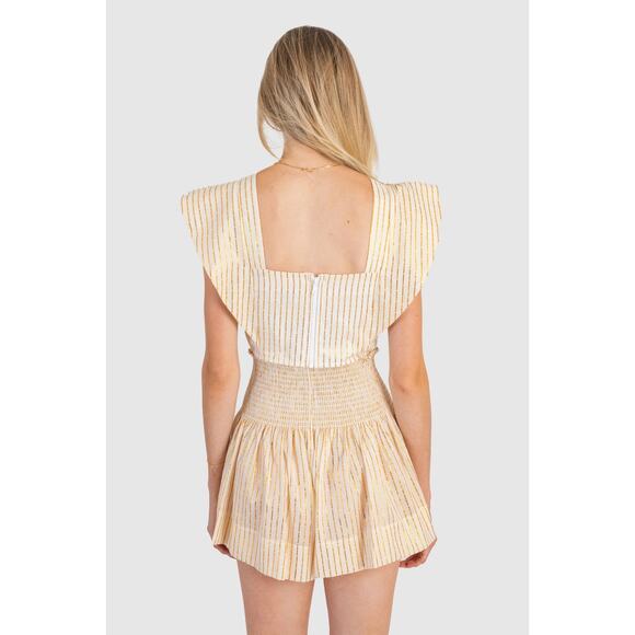NWOT KOCH Erica Metallic Gold Stripe Mini Skirt & Cecilia Top Set XS $500 - Picture 2 of 12